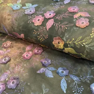 Puuvillakangas TIE DYE EMBROIDERY Poppy design N