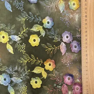 Puuvillakangas TIE DYE EMBROIDERY Poppy design N