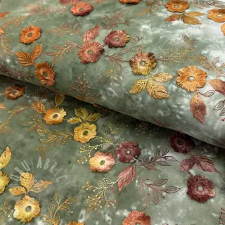Puuvillakangas TIE DYE EMBROIDERY Poppy design O