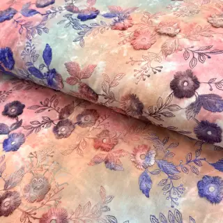 Puuvillakangas TIE DYE EMBROIDERY Poppy design R