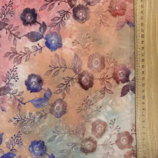 Puuvillakangas TIE DYE EMBROIDERY Poppy design R