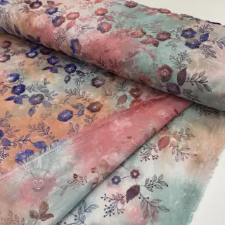 Puuvillakangas TIE DYE EMBROIDERY Poppy design R