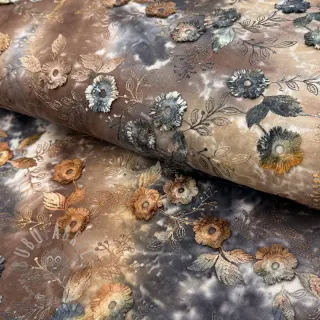 Puuvillakangas TIE DYE EMBROIDERY Poppy design M