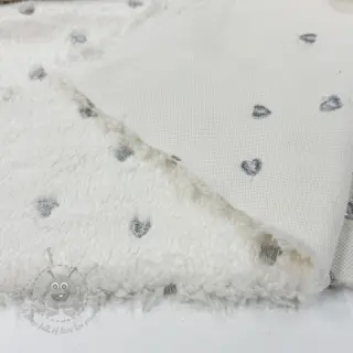 Päällystakkikangas TEDDY Tossed hearts silver