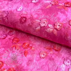 Puuvillakangas TIE DYE EMBROIDERY Poppy design U