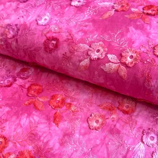 Bavlnená látka TIE DYE EMBROIDERY Poppy design U