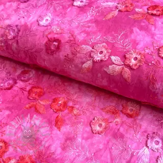 Puuvillakangas TIE DYE EMBROIDERY Poppy design U