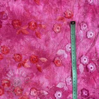 Puuvillakangas TIE DYE EMBROIDERY Poppy design U