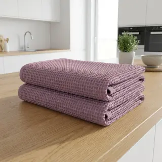 Bavlna s vaflovou väzbou old purple