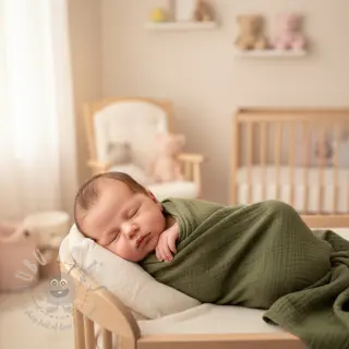 Kaksinkertainen harsokangas/musliini dark moss green