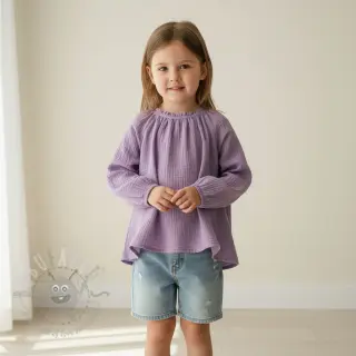 Kaksinkertainen harsokangas/musliini dark lilac ORGANIC