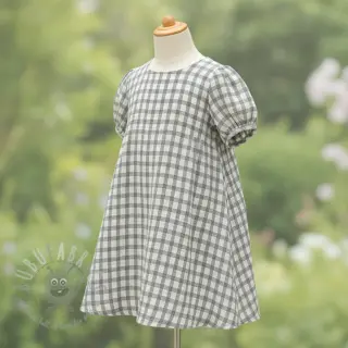 Kaksinkertainen harsokangas/musliini LINEN YARN DYED Checks grey natural