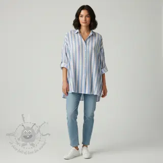 Kaksinkertainen harsokangas/musliini YARN DYED Line blue