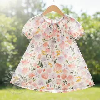 Kaksinkertainen harsokangas/musliini Big summer flowers digital print