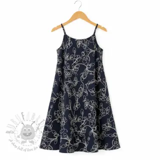 Kaksinkertainen harsokangas/musliini EMBROIDERY Climbing flowers navy
