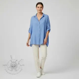 Kaksinkertainen harsokangas/musliini royal blue ORGANIC