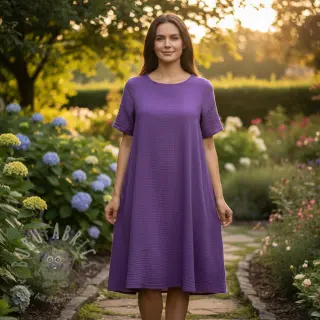 Kaksinkertainen harsokangas/musliini violet ORGANIC