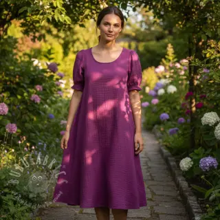 Kaksinkertainen harsokangas/musliini cyclaam ORGANIC