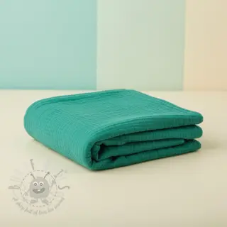 Kaksinkertainen harsokangas/musliini dark teal ORGANIC