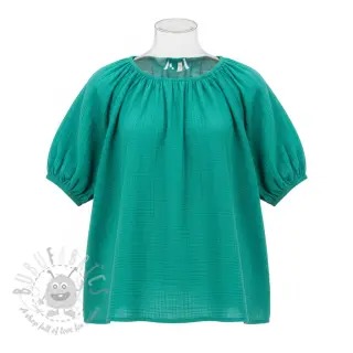 Kaksinkertainen harsokangas/musliini dark teal ORGANIC
