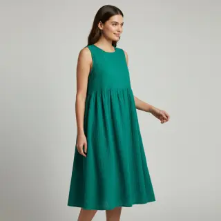 Dvojitá gázovina/mušelín dark teal ORGANIC
