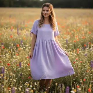 Dvojitá gázovina/mušelín bright violet ORGANIC