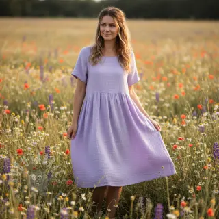 Kaksinkertainen harsokangas/musliini bright violet ORGANIC