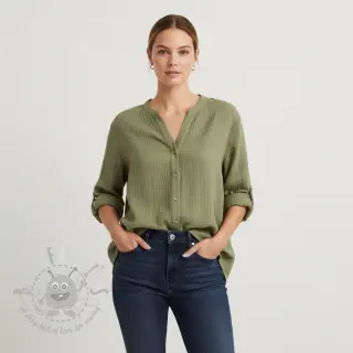 Kaksinkertainen harsokangas/musliini moss green ORGANIC