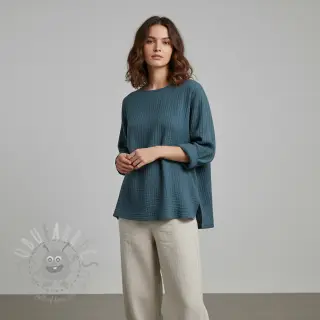 Kaksinkertainen harsokangas/musliini indigo ORGANIC