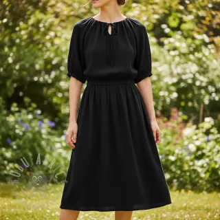 Kaksinkertainen harsokangas/musliini black ORGANIC