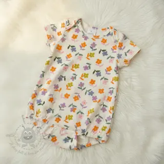 Kaksinkertainen harsokangas/musliini Retro flowie ecru