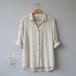 Kaksinkertainen harsokangas/musliini YARN DYED Thin strip beige