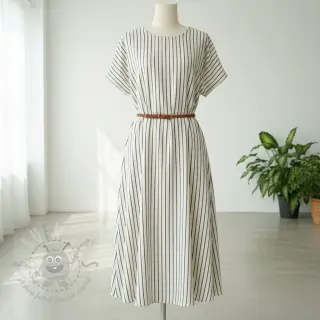 Kaksinkertainen harsokangas/musliini YARN DYED Thin strip navy