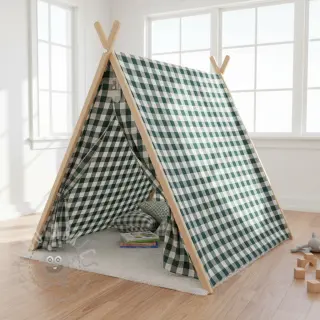 Kaksinkertainen harsokangas/musliini Double sided CHECKS MINI cyan