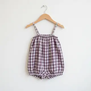 Dvojitá gázovina/mušelín Double sided CHECKS MINI grape
