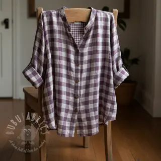 Kaksinkertainen harsokangas/musliini Double sided CHECKS MINI grape