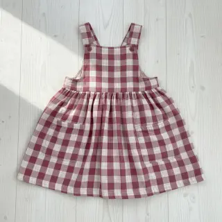 Dvojitá gázovina/mušelín Double sided CHECKS MINI rosewood