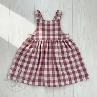 Kaksinkertainen harsokangas/musliini Double sided CHECKS MINI rosewood