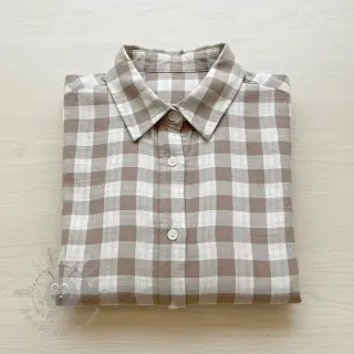 Kaksinkertainen harsokangas/musliini Double sided CHECKS MINI sand