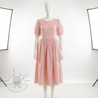 Kaksinkertainen harsokangas/musliini JACQUARD Dots pink