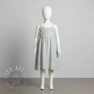 Kaksinkertainen harsokangas/musliini JACQUARD Dots light blue
