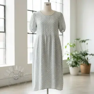 Kaksinkertainen harsokangas/musliini JACQUARD Dots light blue