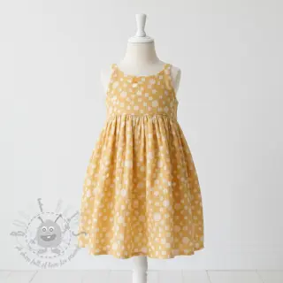 Kaksinkertainen harsokangas/musliini JACQUARD Dots dark yellow