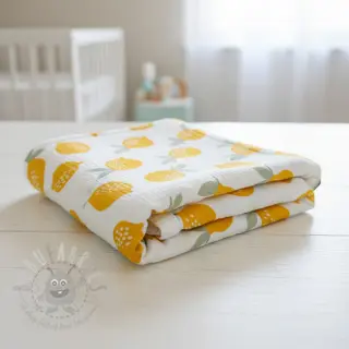 Kaksinkertainen harsokangas/musliini Lemons white