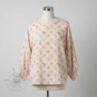Kaksinkertainen harsokangas/musliini Geo watercolour mauve digital print