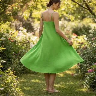 Dvojitá gázovina/mušelín NEON LIME ORGANIC