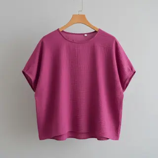 Dvojitá gázovina/mušelín cerise ORGANIC