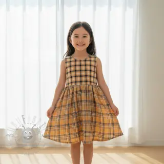 Kaksinkertainen harsokangas/musliini Double sided CHECKS multicolour brown