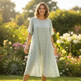 Kaksinkertainen harsokangas/musliini Double sided CHECKS MINI nile