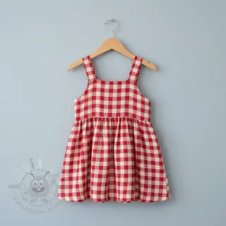 Kaksinkertainen harsokangas/musliini Double sided CHECKS MINI red